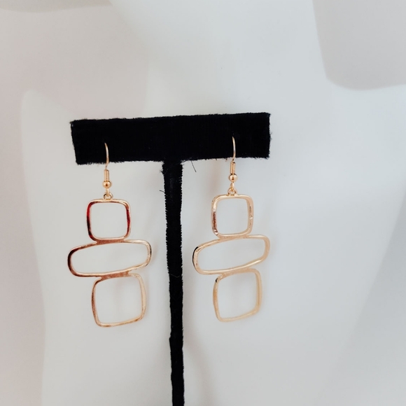 Modern Geo Alloy Drop Earrings - Picture 2 of 2
